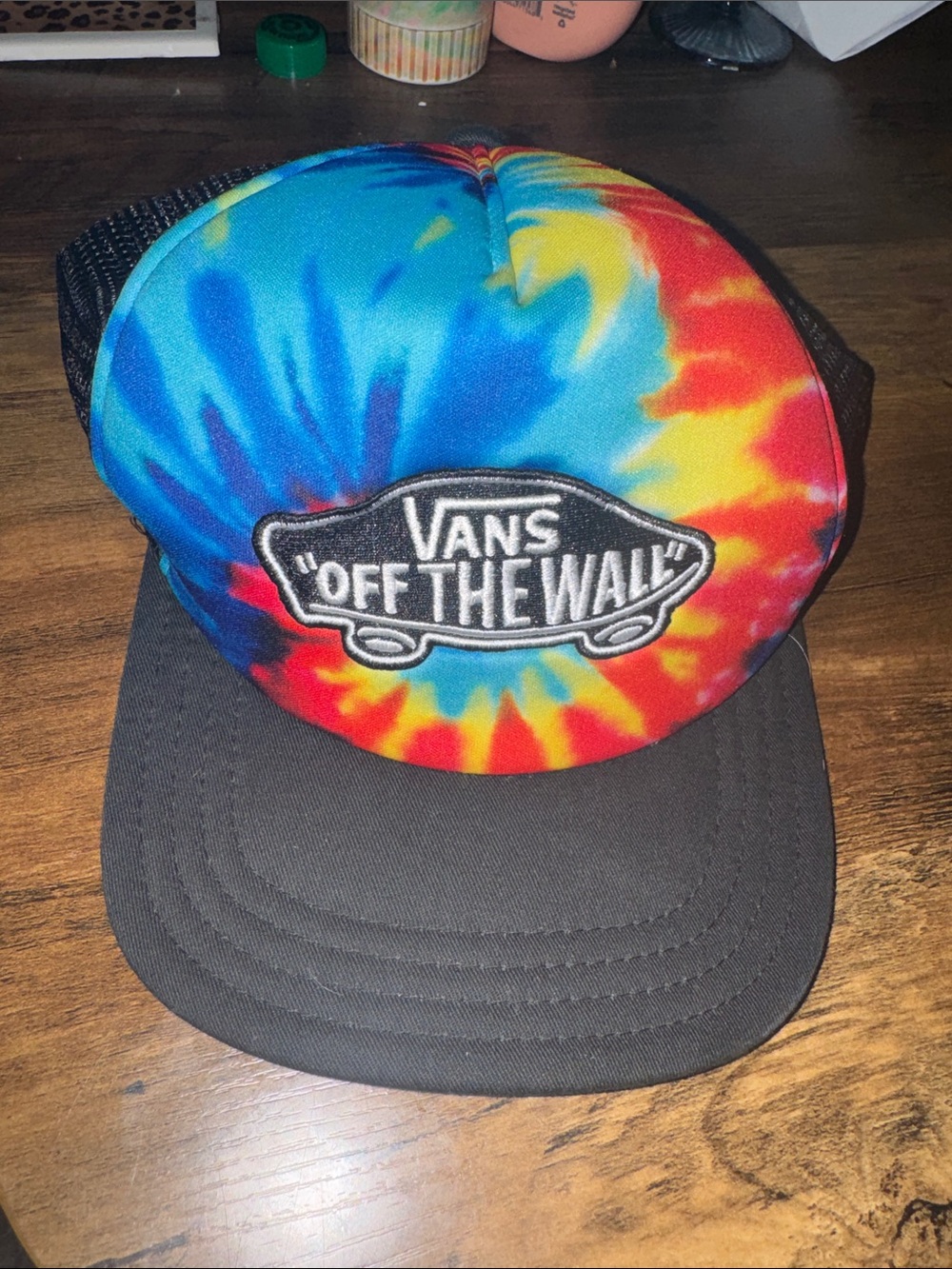 Vans Tie-Dye Trucker Hat in Blue, Yellow & Red
